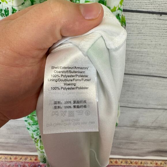DKNY Women's Spring Green & White Floral High Neck Sleeveless Dress Size 8 - Picture 6 of 8